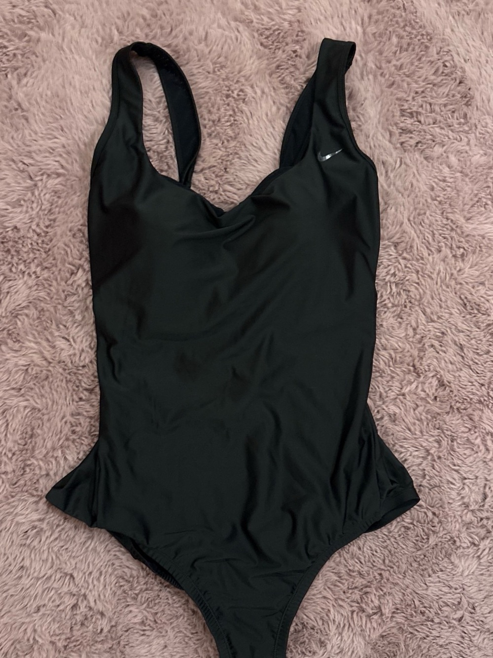 Nike Women's Black One-Piece Swimsuit with Subtle Logo